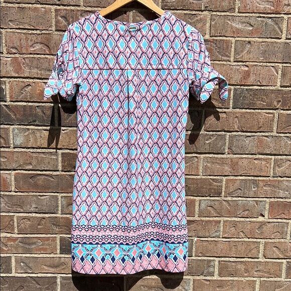 Cabana Life Colorful Geometric Pattern Coral Blue Summer Sun Beach Tie Dress S - Picture 9 of 16